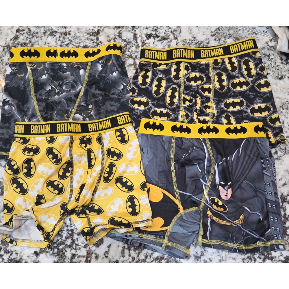 Batman Boys Boxer Briefs‎ 4-Pack Size M 8 DC Comics Underwear Yellow Black Grey
